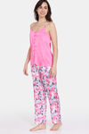 Zivame Bohemian Blooms Woven Pyjama Set - Candy Pink — thumbnail 2